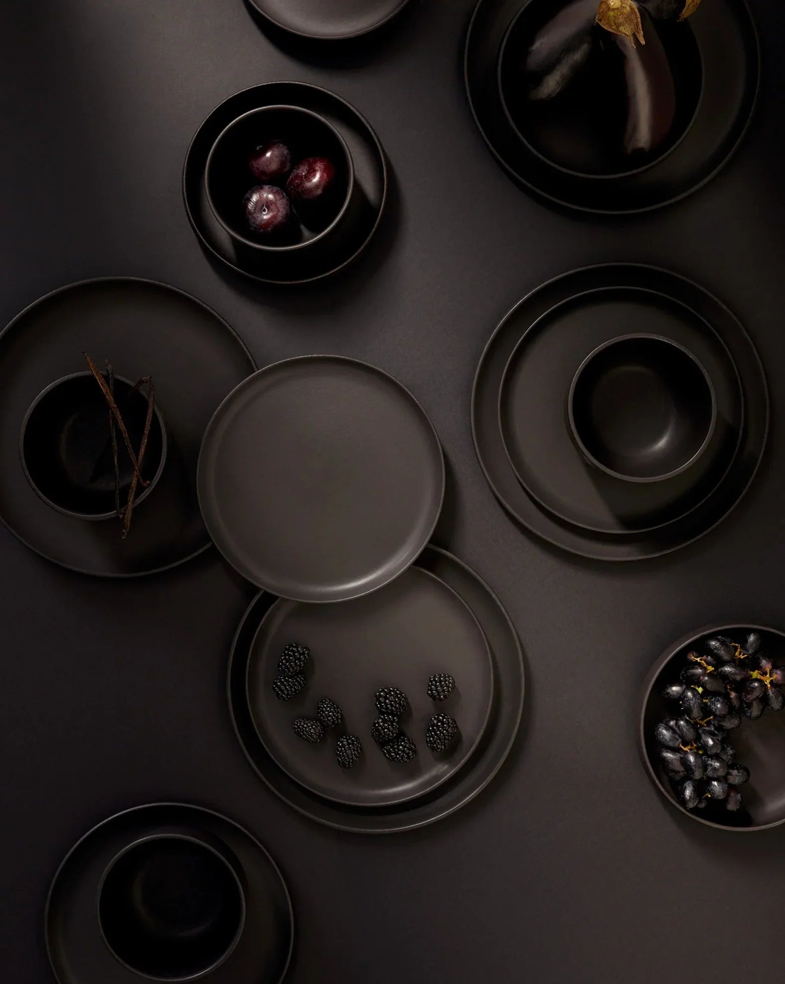 matte black stoneware plates